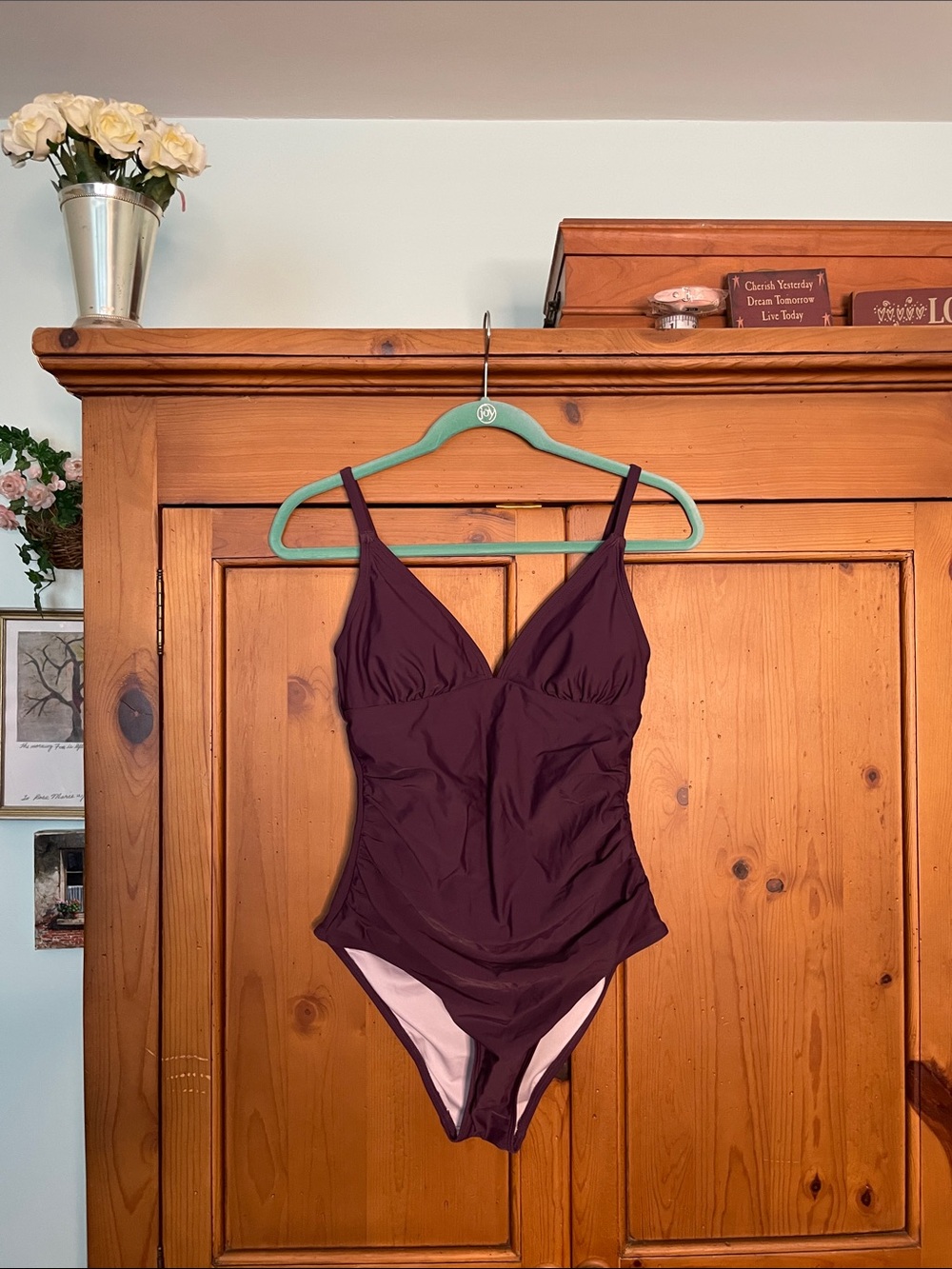 Cupshe Plum V-Neck One-Piece Swimsuit